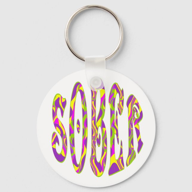 SOBER  Retro 60’s Art Psychedelic Key Ring (Front)