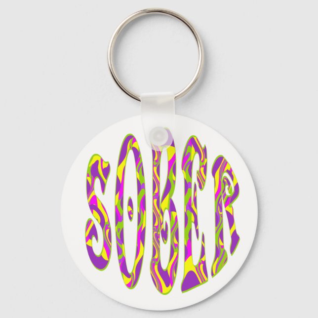 SOBER  Retro 60’s Art Psychedelic Key Ring (Front)