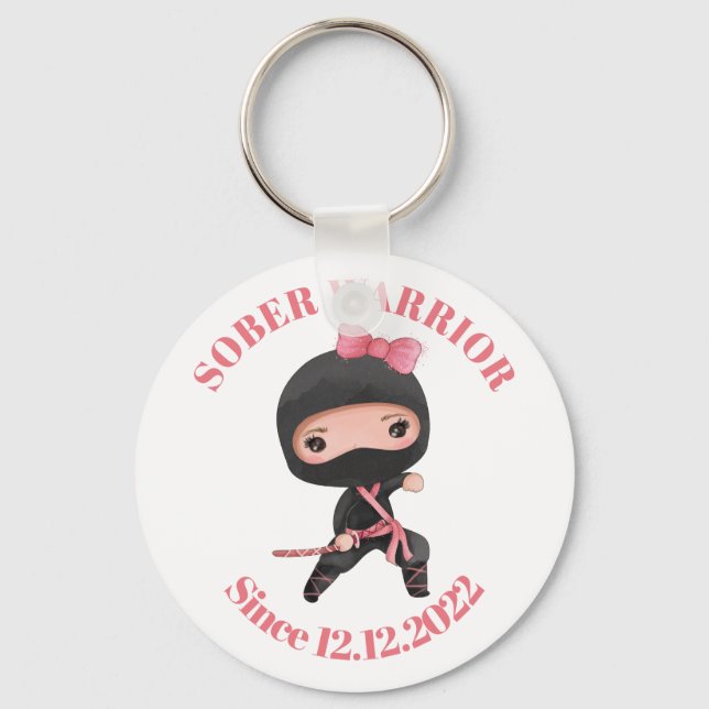 Sober Since Keychain for Addiction Recovery, Ninja (Front)