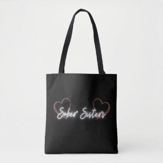 Sober Sisters Rose Gold Hearts Tote Bag Sober Life