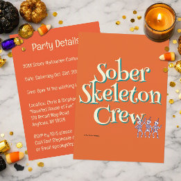 Sober Skeleton Crew | Halloween Sober Party Invitation