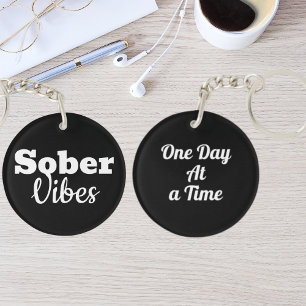 Sober Vibes – Motivational Sobriety Recovery Gift Key Ring