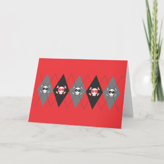 Sobieski Skull Argyle Red Greeting Card