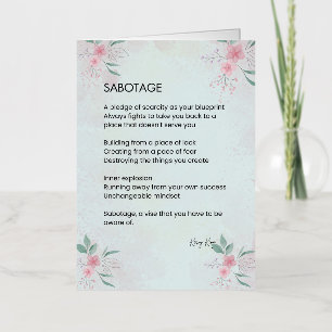 Sobotage - Awareness Self Love Poem Foil Greeting Card