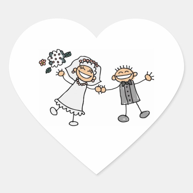 Sobre la boda sello adhesivo Wedding Hearts Heart Sticker (Front)