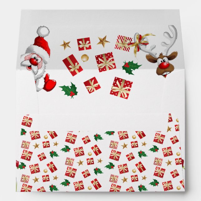 Sobre para navidad con papá Noel con regalo Envelope (Back (Bottom))