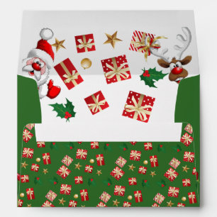 Sobre para navidad con papá Noel con regalos Envelope