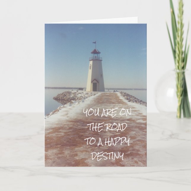 Sobriety Birthday Recovery Lighthouse  Card (Front)