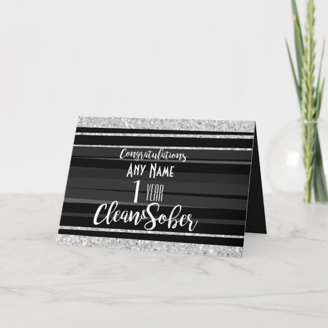 Sobriety card personalised 12 step recovery AA NA (Front)