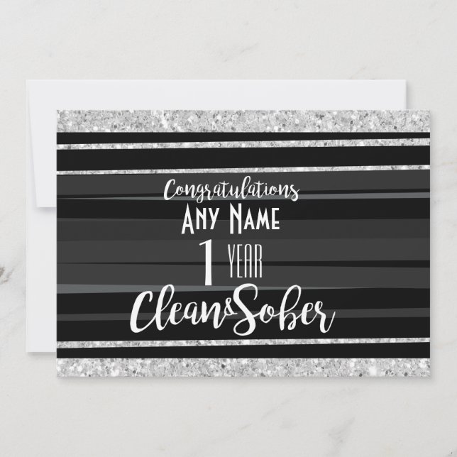 Sobriety card personalised 12 step recovery AA NA (Front)