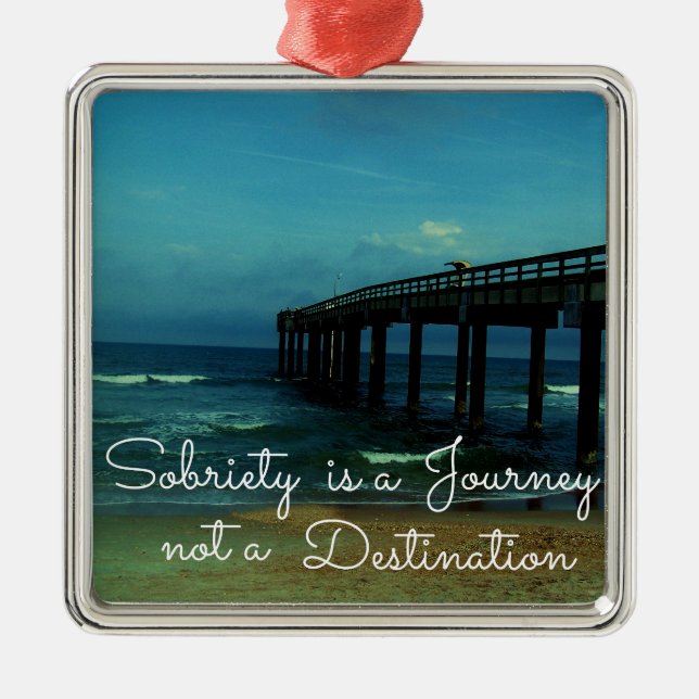 Sobriety is a Journey Metal Tree Decoration (Front)