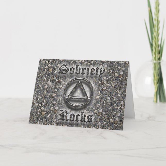 SOBRIETY ROCKS Sober Recovery Greeting Card (Front)