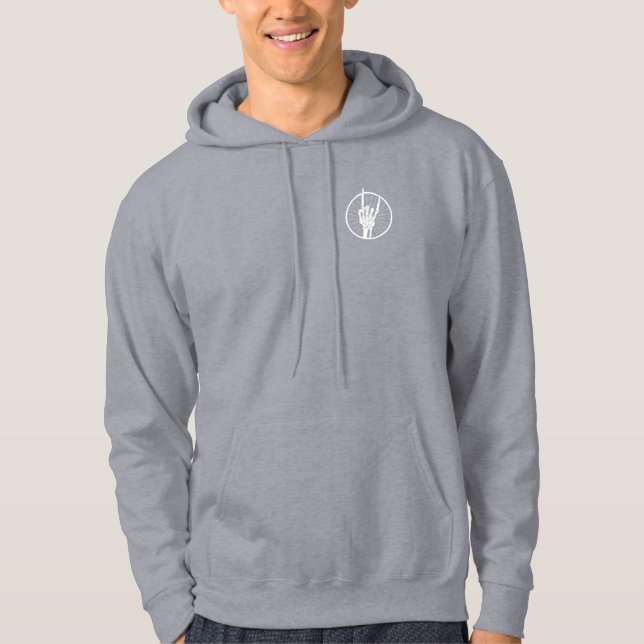 Sobriety Rocks with Skeleton Hand & Grunge Letters Hoodie (Front)