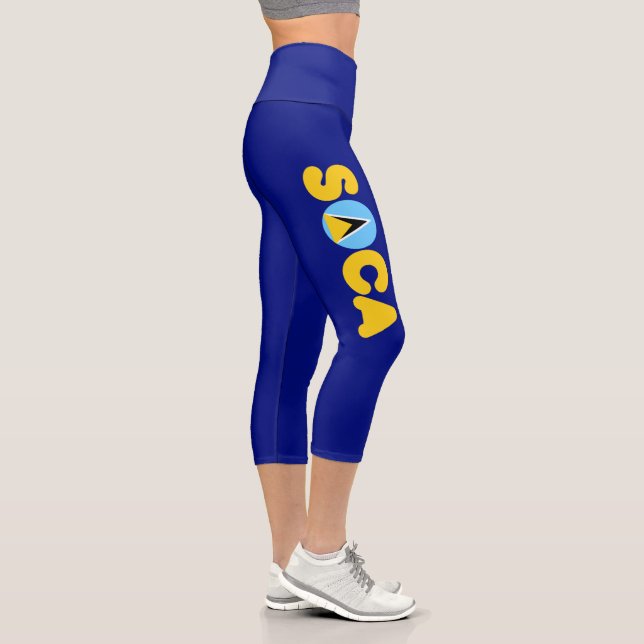 Soca Saint Lucia Flag Carnival Capri Leggings (Right)