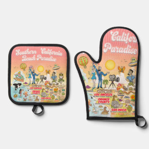 SoCal Beach Paradise Oven Mitt & Pot Holder Set