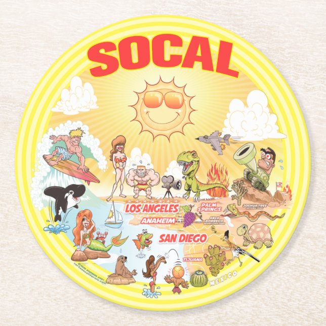SoCal Beach Paradise Round Paper Coaster (Front)
