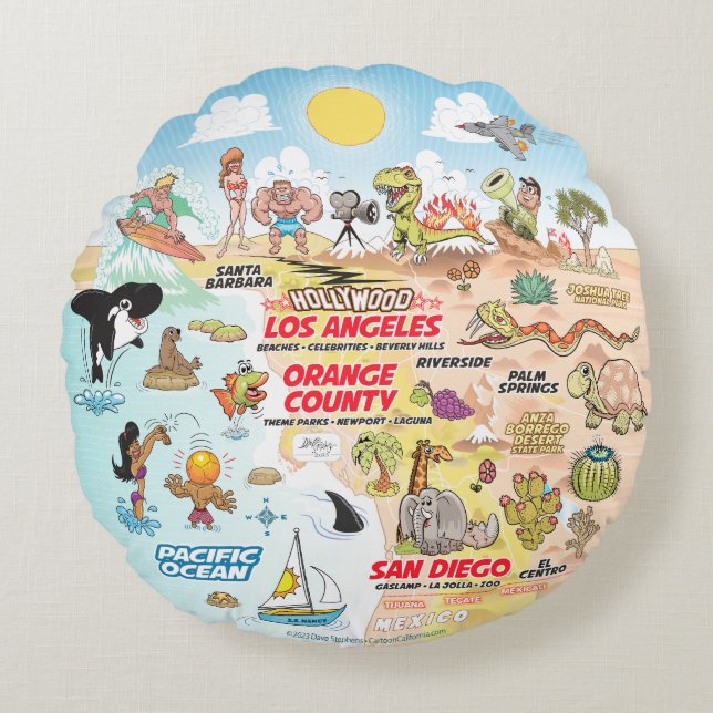 SoCal Poufs Round Pillow (Front)
