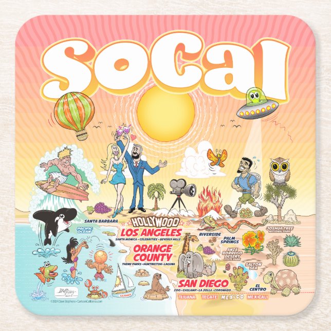 SoCal Square Paper Coaster (Front)
