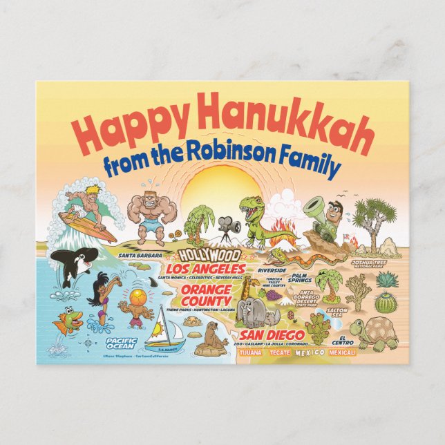SoCal Sunset Custom Hanukkah Postcard (Front)