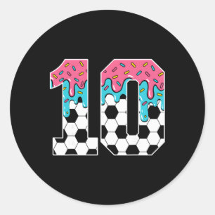 Soccer 10 Year Old Ice Cream Drip Youth 10th Birth Classic Round Sticker