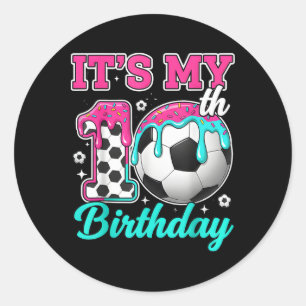 Soccer 10 Year Old Ice Cream Drip Youth 10th Birth Classic Round Sticker