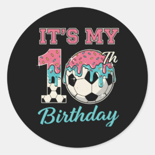 Soccer 10 Year Old Ice Cream Drip Youth 10th Birth Classic Round Sticker