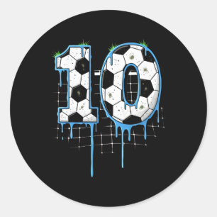 Soccer 10 Year Old Ice Cream Drip Youth 10th Birth Classic Round Sticker