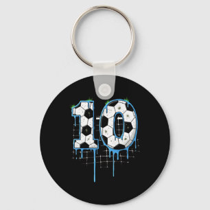 Soccer 10 Year Old Ice Cream Drip Youth 10th Birth Key Ring