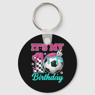 Soccer 10 Year Old Ice Cream Drip Youth 10th Birth Key Ring