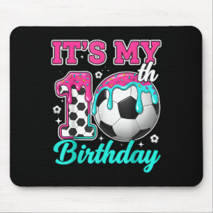 Soccer 10 Year Old Ice Cream Drip Youth 10th Birth Mouse Pad