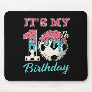 Soccer 10 Year Old Ice Cream Drip Youth 10th Birth Mouse Pad