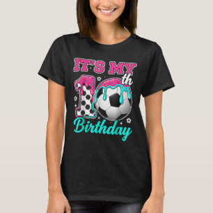 Soccer 10 Year Old Ice Cream Drip Youth 10th Birth T-Shirt