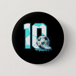 Soccer 10th Birthday 10 Year Old Ice Cream Drip Bd 6 Cm Round Badge
