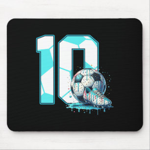 Soccer 10th Birthday 10 Year Old Ice Cream Drip Bd Mouse Pad