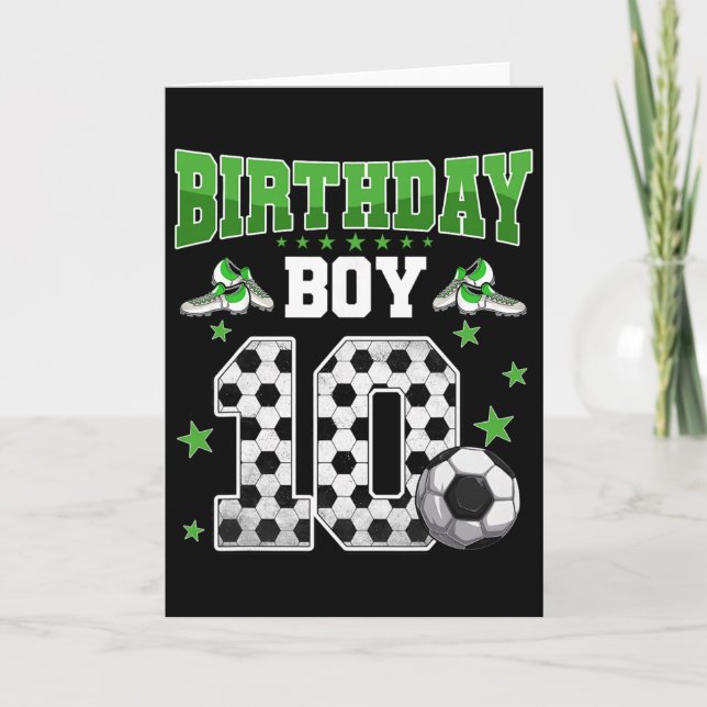 Soccer 10th Birthday Boy 10 Year Old Sport 10yr Bo Card (Front)
