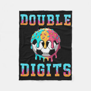 Soccer 10th Birthday Shirt Double Digits Ice Cream Fleece Blanket