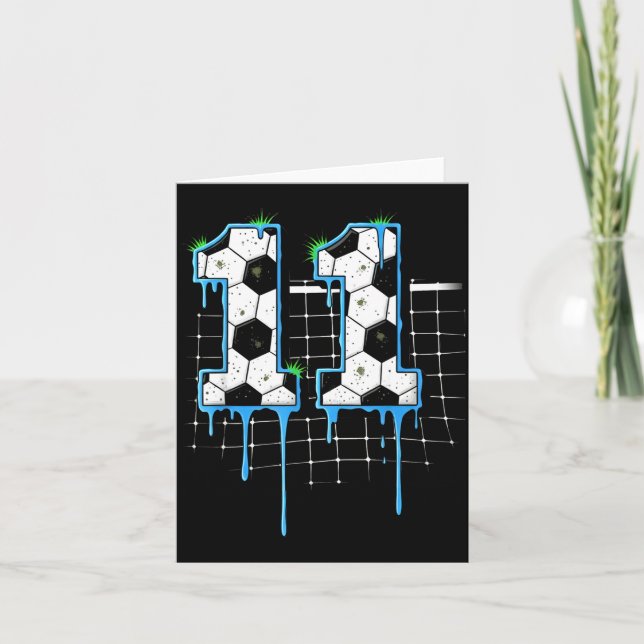 Soccer 11 Year Old Ice Cream Drip Youth 11th Birth Card (Front)