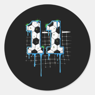 Soccer 11 Year Old Ice Cream Drip Youth 11th Birth Classic Round Sticker