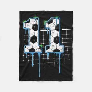 Soccer 11 Year Old Ice Cream Drip Youth 11th Birth Fleece Blanket