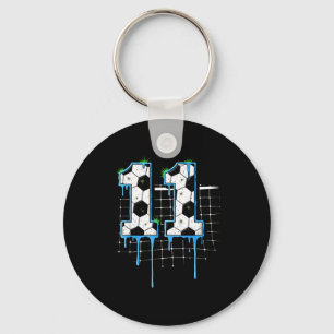Soccer 11 Year Old Ice Cream Drip Youth 11th Birth Key Ring