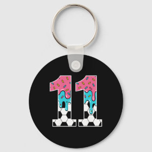 Soccer 11 Year Old Ice Cream Drip Youth 11th Birth Key Ring