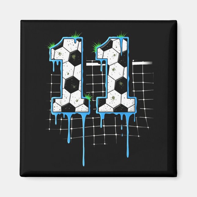 Soccer 11 Year Old Ice Cream Drip Youth 11th Birth Magnet (Front)