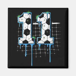 Soccer 11 Year Old Ice Cream Drip Youth 11th Birth Magnet