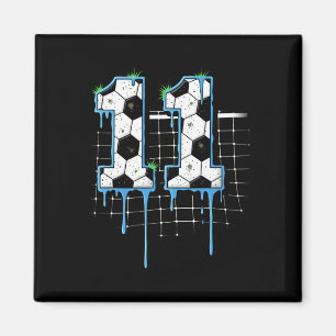 Soccer 11 Year Old Ice Cream Drip Youth 11th Birth Magnet