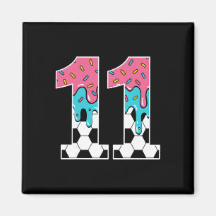 Soccer 11 Year Old Ice Cream Drip Youth 11th Birth Magnet