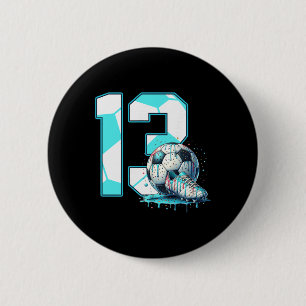 Soccer 13th Birthday 13 Year Old Ice Cream Drip Bd 6 Cm Round Badge