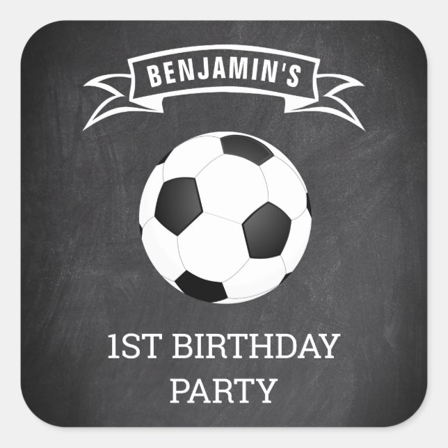 Soccer 1st Birthday Party Favour Sticker (Front)