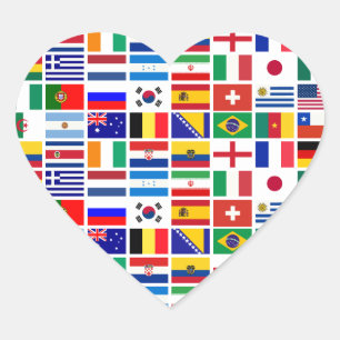 SOCCER 2014 flags pattern Heart Sticker