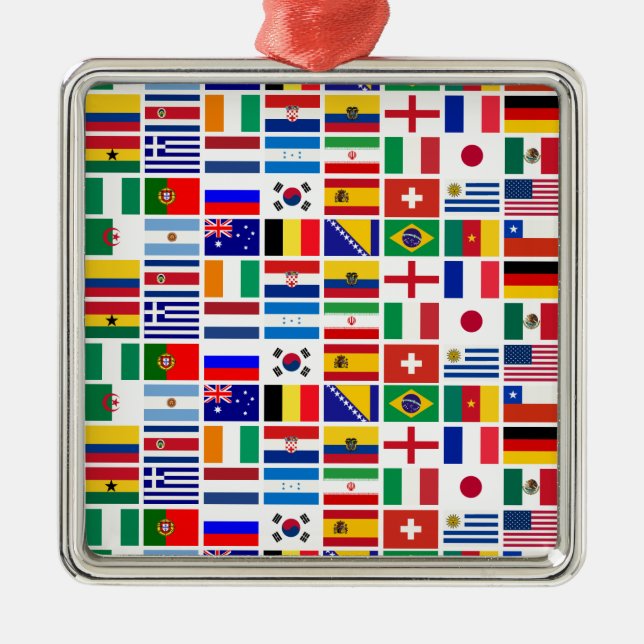 SOCCER 2014 flags pattern Metal Ornament (Front)