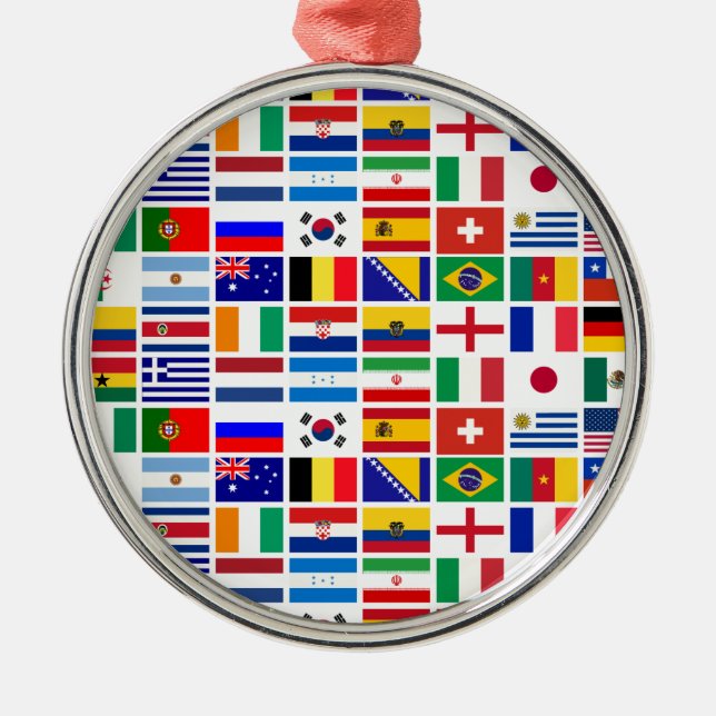 SOCCER 2014 flags pattern Metal Tree Decoration (Front)